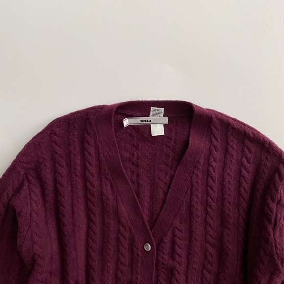 PINK Victoria's Secret Sweater Burgundy Cable Knit Cardigan Nwt XXL 2XL - Picture 2 of 3